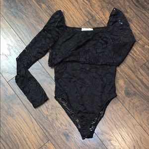 Black Bodysuit Lace Long Sleeve